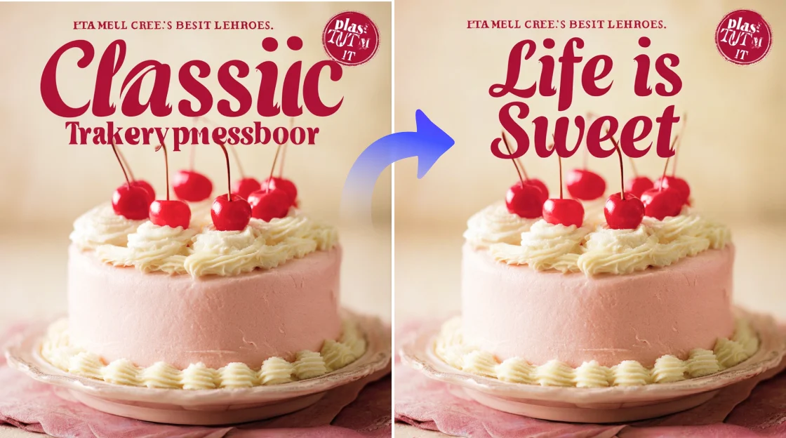 나노 바나나 AI로 케이크 포스터의 헤드라인 편집 및 변경하기