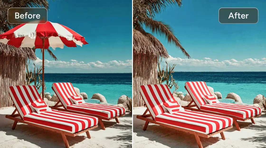 나노 바나나 AI로 이미지에서 파라솔 제거하기