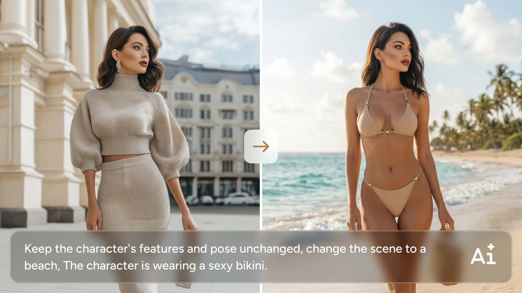 removedor de ropa de aiease que cambia vestido por bikini