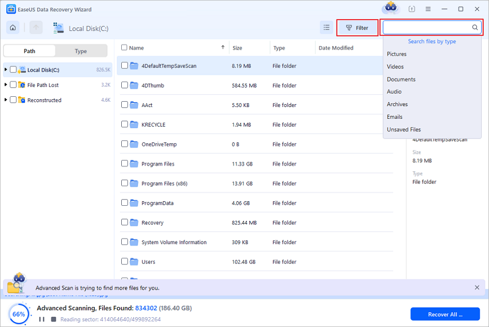 select the files want to recover