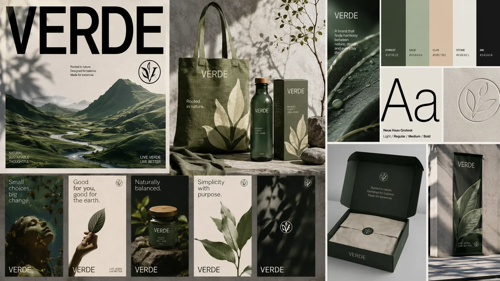 Nature-inspired Verde brand identity created with GPT Image 2