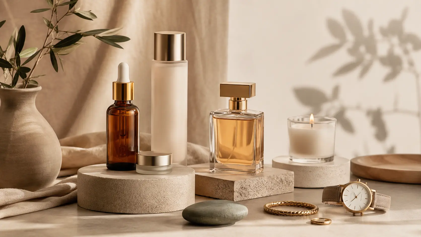 Luxury skincare and perfume product photography for ecommerce