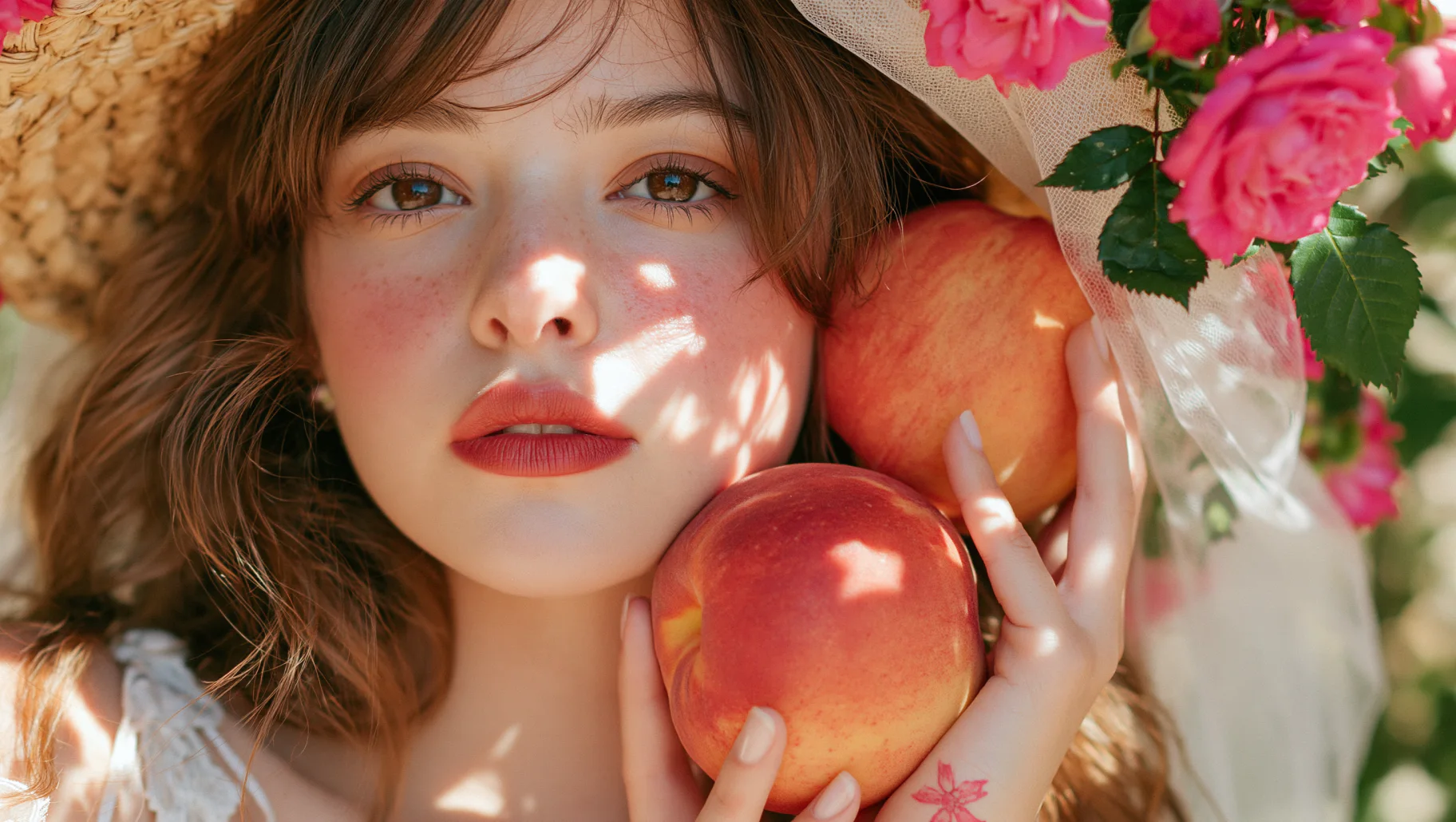 フローラルなポートレート写真
