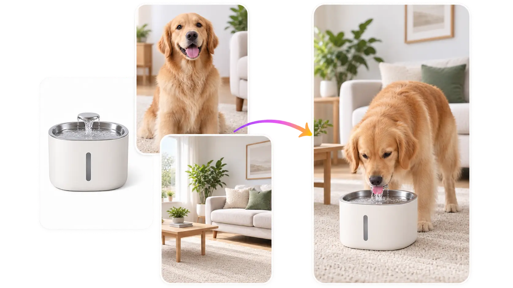AI Ease 上 GPT Image 2.5 多參考圖生成金毛獵犬示例